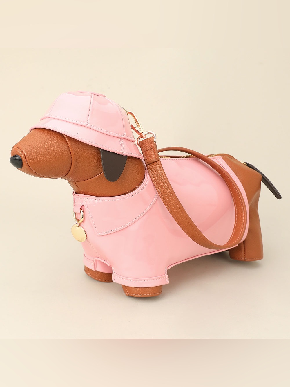 Faux Leather Raincoat Puppy Crossbody Bag
